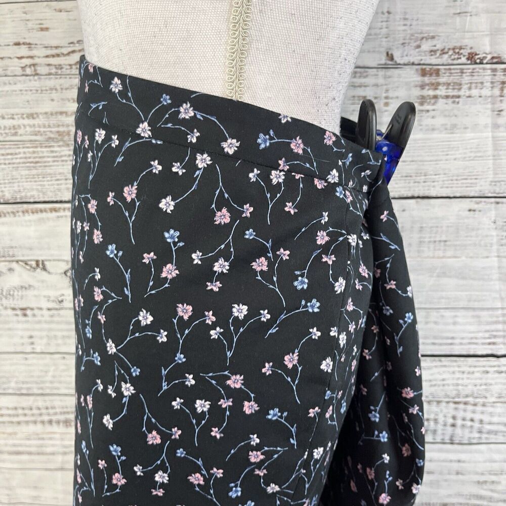 Liz Claiborne Skirt sz 18 Black Pink Blue Floral Straight Stretch Knee Church - Picture 5 of 8